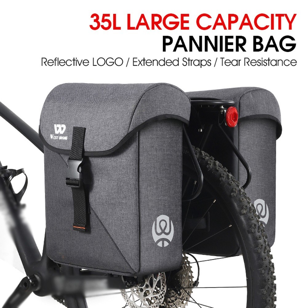 WEST BIKING 35L Large Capacity Bike Double Bag Rear Seats Bicycle Luggage Carriers Bags Utility Riding Accessory Trunk Bag