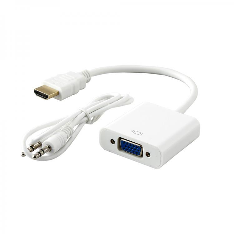 Gold Plated ​Hdmi To Vga Converter With Audio Output - White