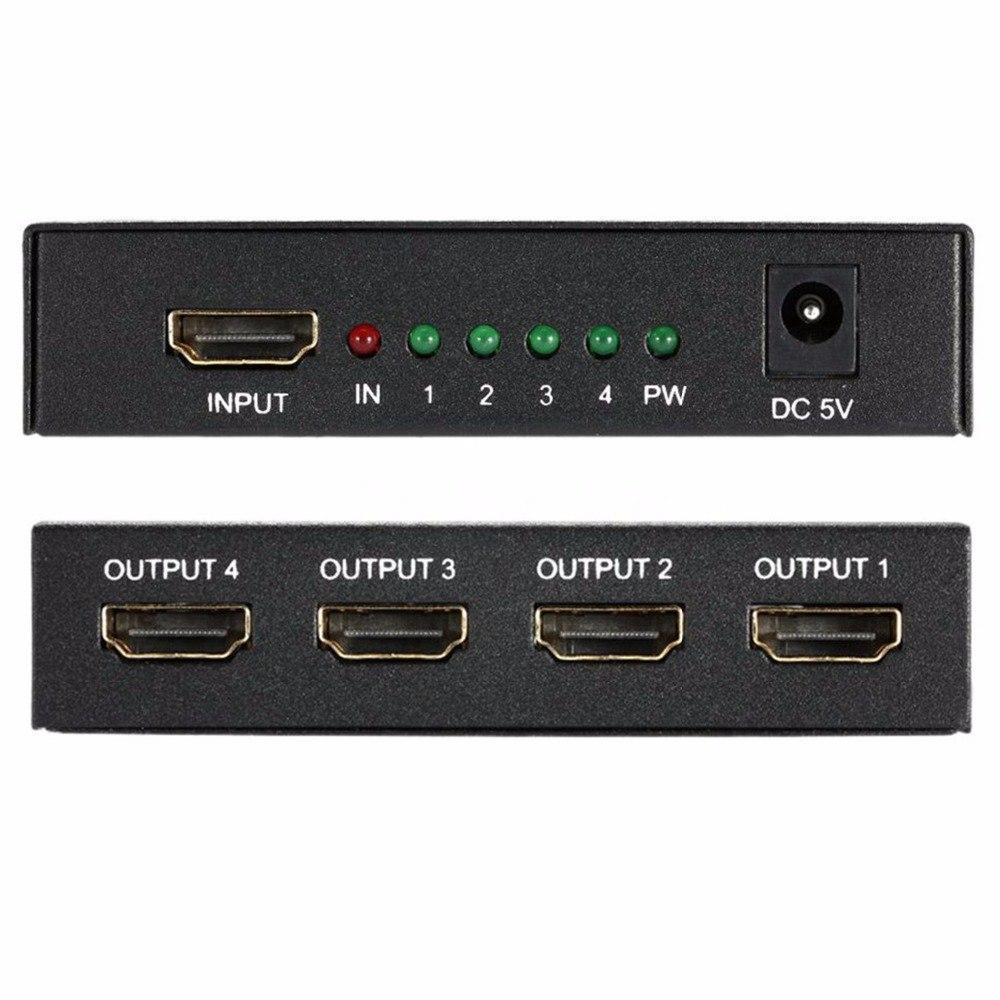 HDMI Splitter 1X4 4 Port Full HD Hub Repeater Amplifier v1.4 3D 1080p 1 in 4 out.