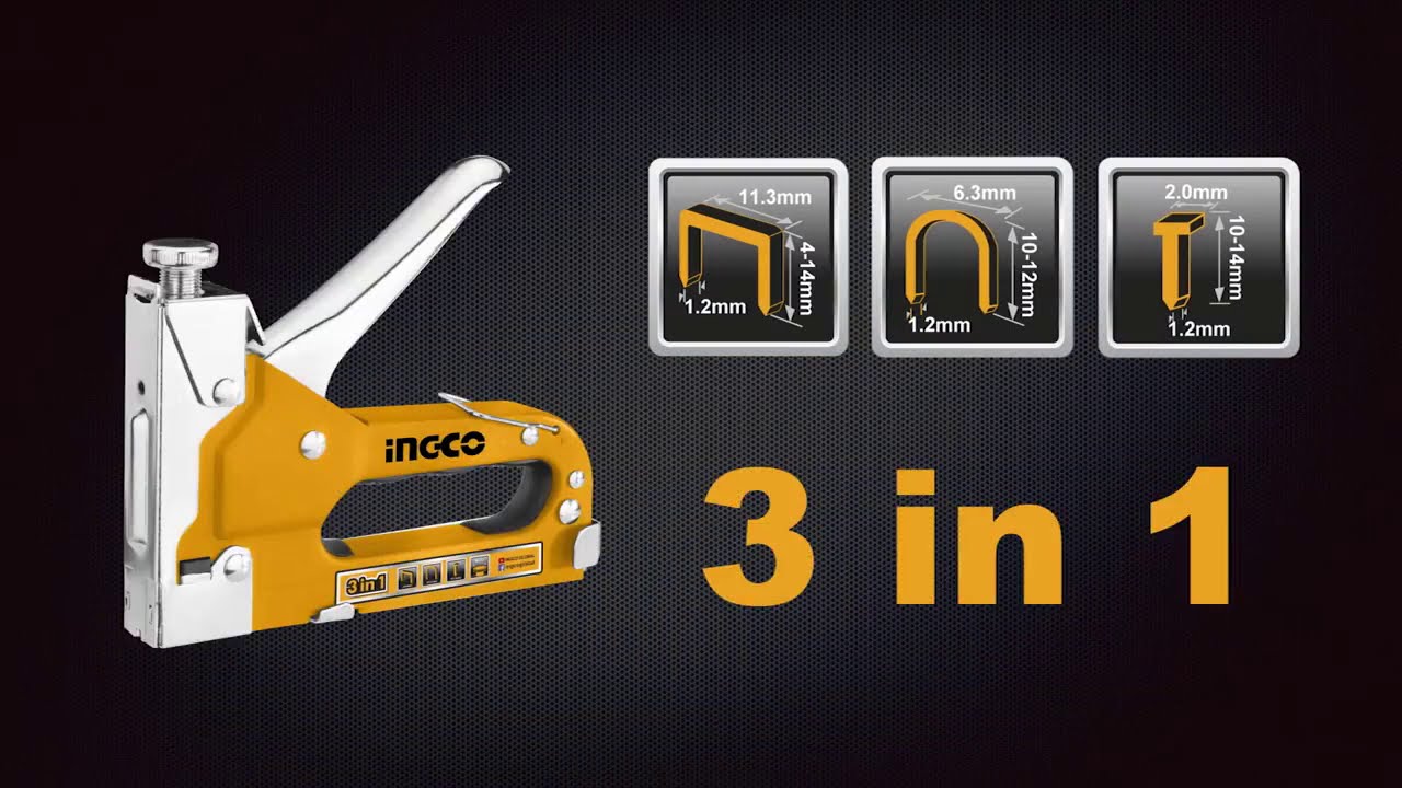 Ingco 3 in 1 Staple Gun Heavy Duty With Free Pins