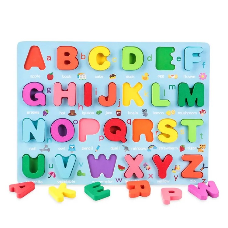 Wooden 3D Puzzle Montessori Alphabet Toy - Early Education Shape Pairing Game for Children and Babies