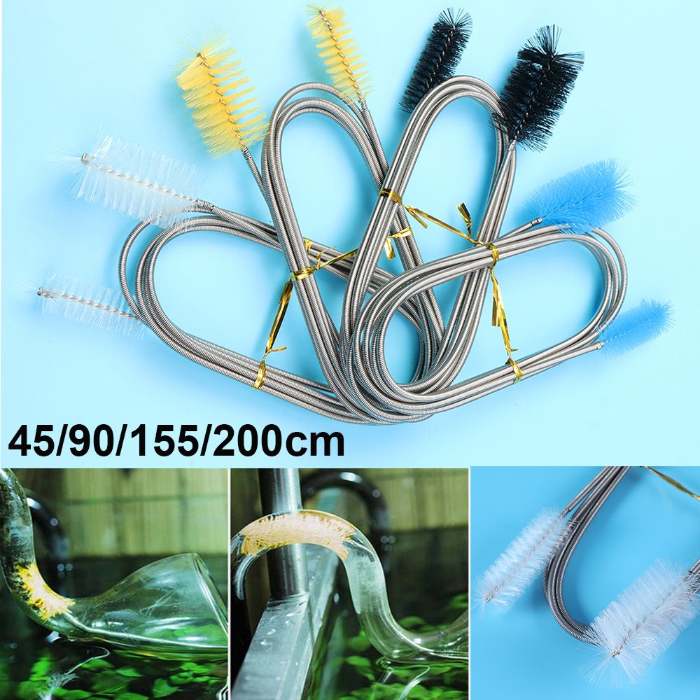 45/90/155/200cm Double Ended Filter Pump Washing Aquarium Accessories Spiral Handle Pipe Cleaner Hose Brush Flexible Tube Brush Cleaning Tools