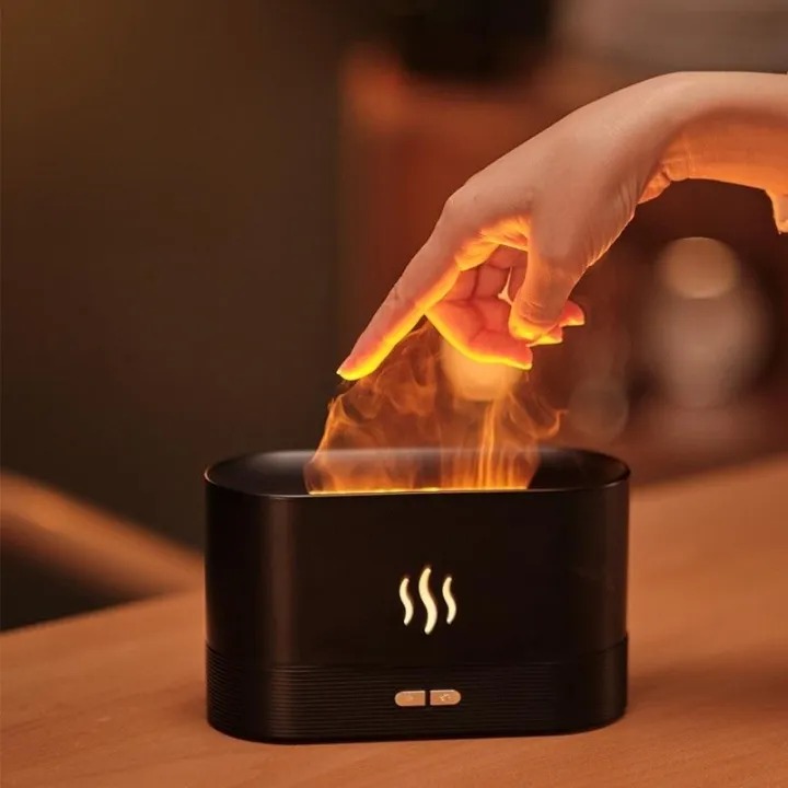 Portable Essential Oil Diffuser | 180ml Flame Humidifier with Color-Changing Night Light