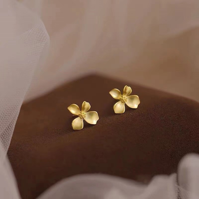 Enacolor Elegant Metal Flower Earrings Girl Accessories