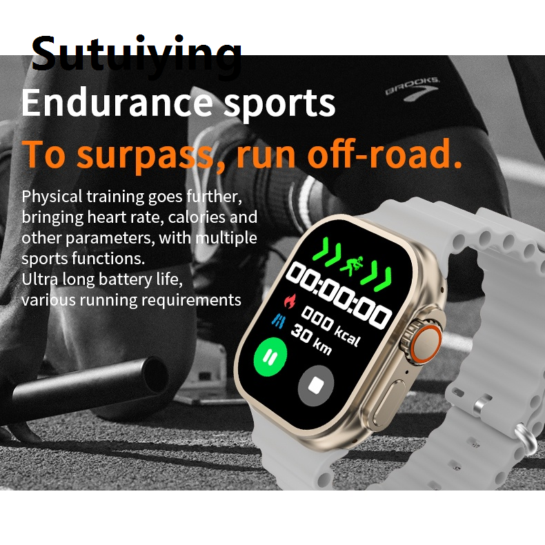 Sutuiying T10 Ultra 2 Smart Watch 2.19 inch Large Infinite Display Magnetic Wireless Charging Bluetooth Calling Feature IP67 Waterproof Heart Rate Sleep Monitoring Smartwatch For Men and Women