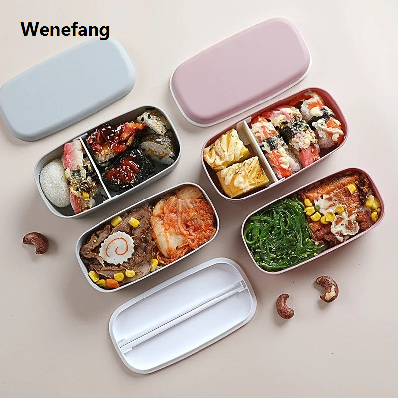 Wenefang New Portable Leak-proof Food Double-layer Bento Box Lunch Box Lunch Box for Kids Food Container Food Storage Snack