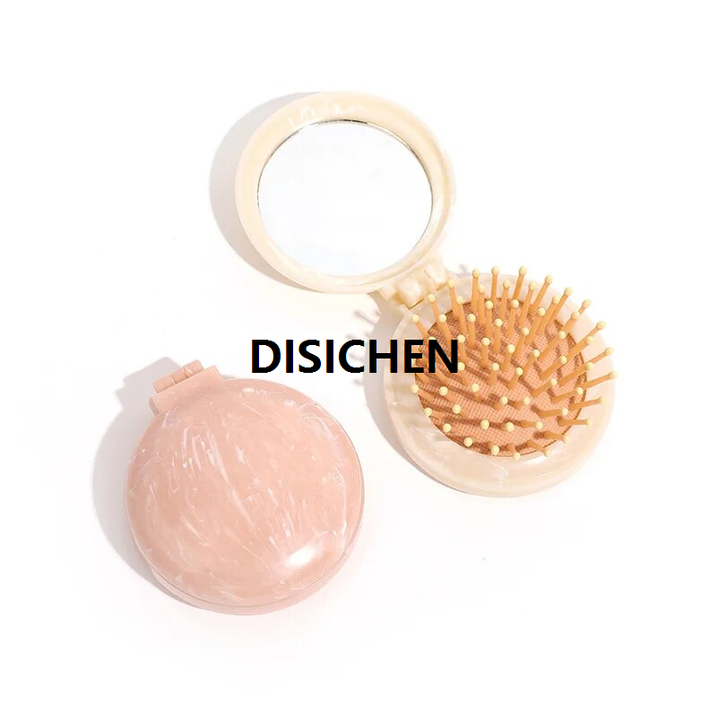 DISICHEN 1/2/3/4pcs Mini Airbag Combs With Mirrors Travel Hair Brush Makeup Hair Combs Folding Massage Hair Brush Round Styling Tools New New style