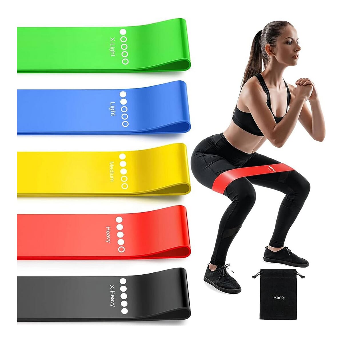 Premium Natural Latex Exercise Fitness Resistance Loops Bands for Men and Women - Set of 5