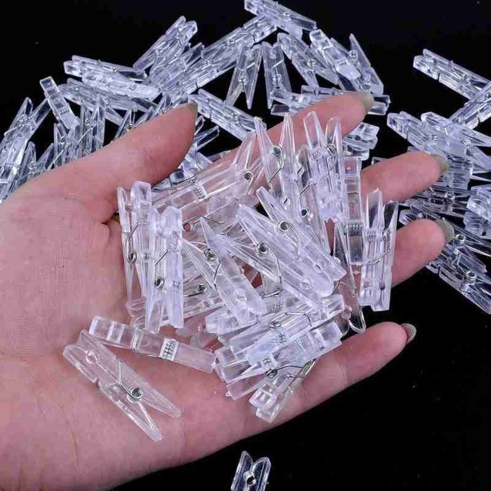 50PCS/lot High Quality Transparent Mini Clips Multi-size DIY Photo Hanging Peg Home Decoration Wall Clips
