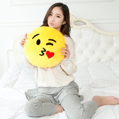 Cute Soft Emoji Pillow 12 inch Stuffed Playing Pillow Plush Toys Doll for Kids Girlfriend Friends Love on Birthday Valentines Day Anniversary Gift