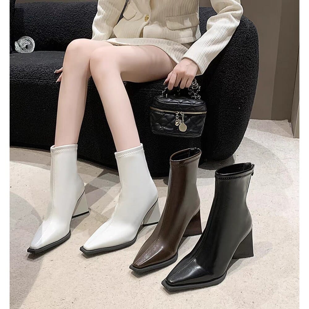 Slim Art Retro Versatile High Heel Ankle Boots For Women