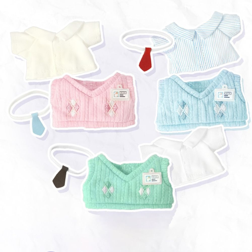 Kid Gift School Uniform Series 10cm Cotton Doll Clothes No Attribute High Quality Shirt Vest Tie Suit Clothing DIY Cute Doll's Accessories