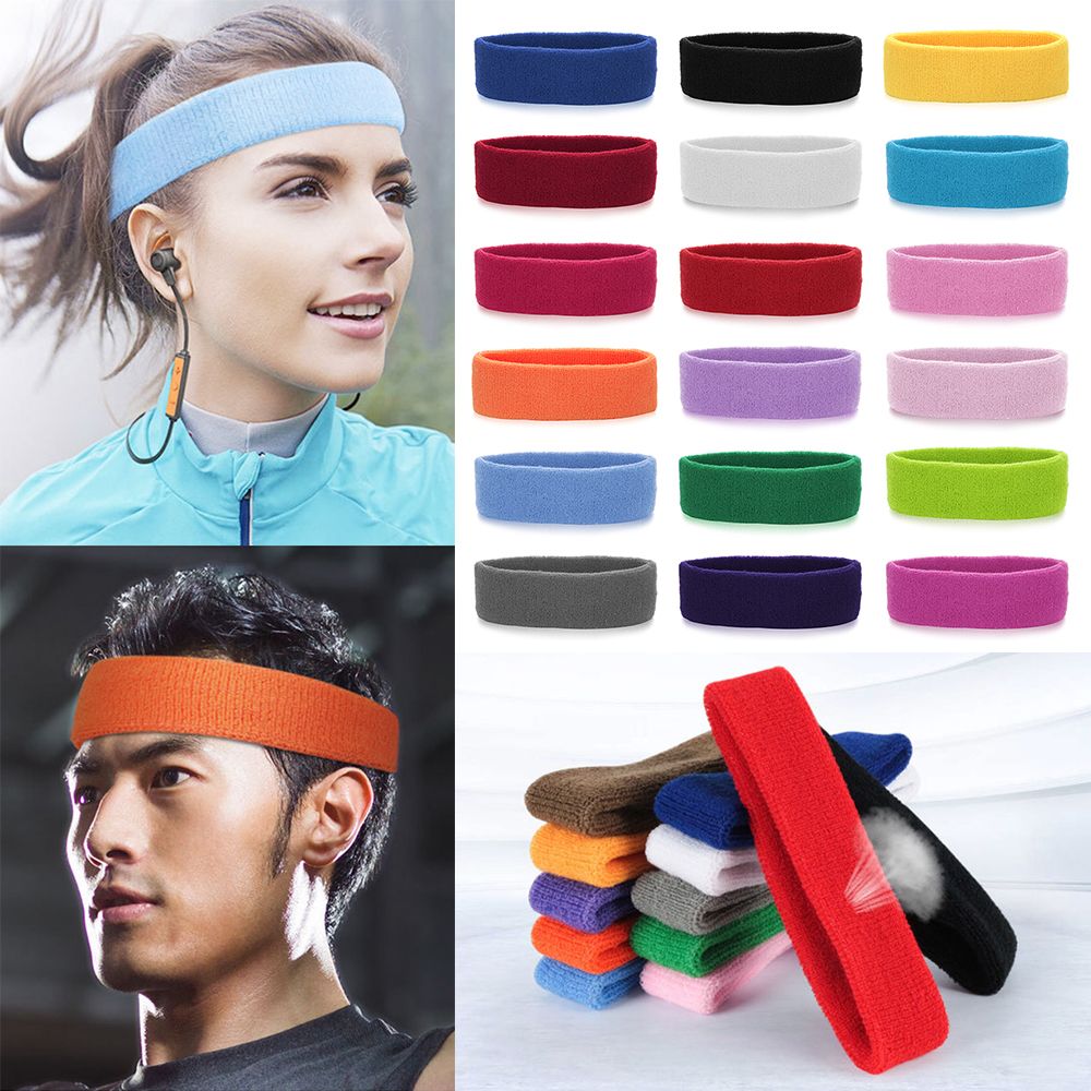 Working Outside Women/Men Moisture Wicking For Yoga, Gym, Workout Terry Cloth Athletic Sweat Bands Sports Headbands Elastic Hair Bands Cotton Sweatband