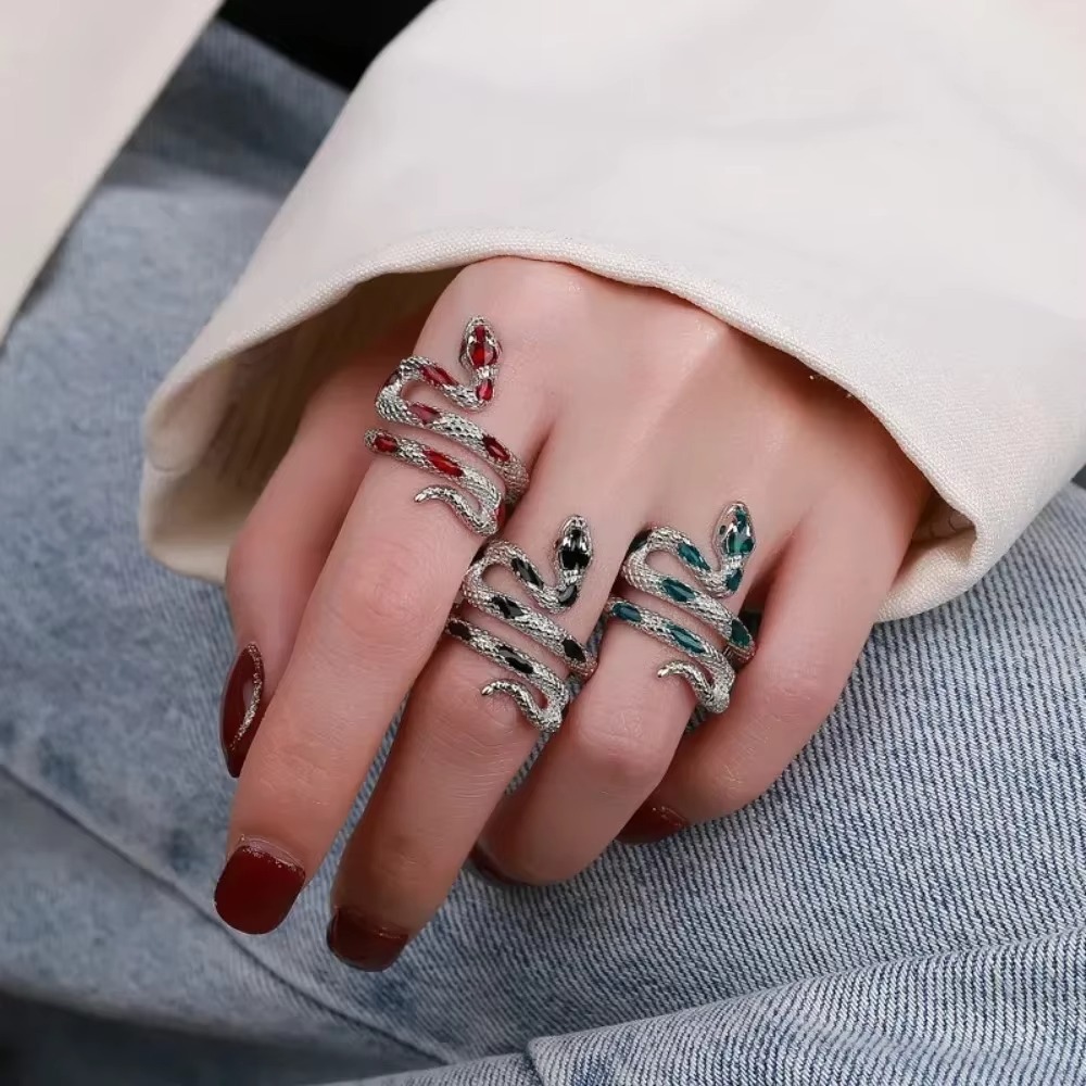 High Quality Gothic Snake Ring Adjustable Retro Opening Ring Elegant Unisex Banquet Jewelry Niche Accessories
