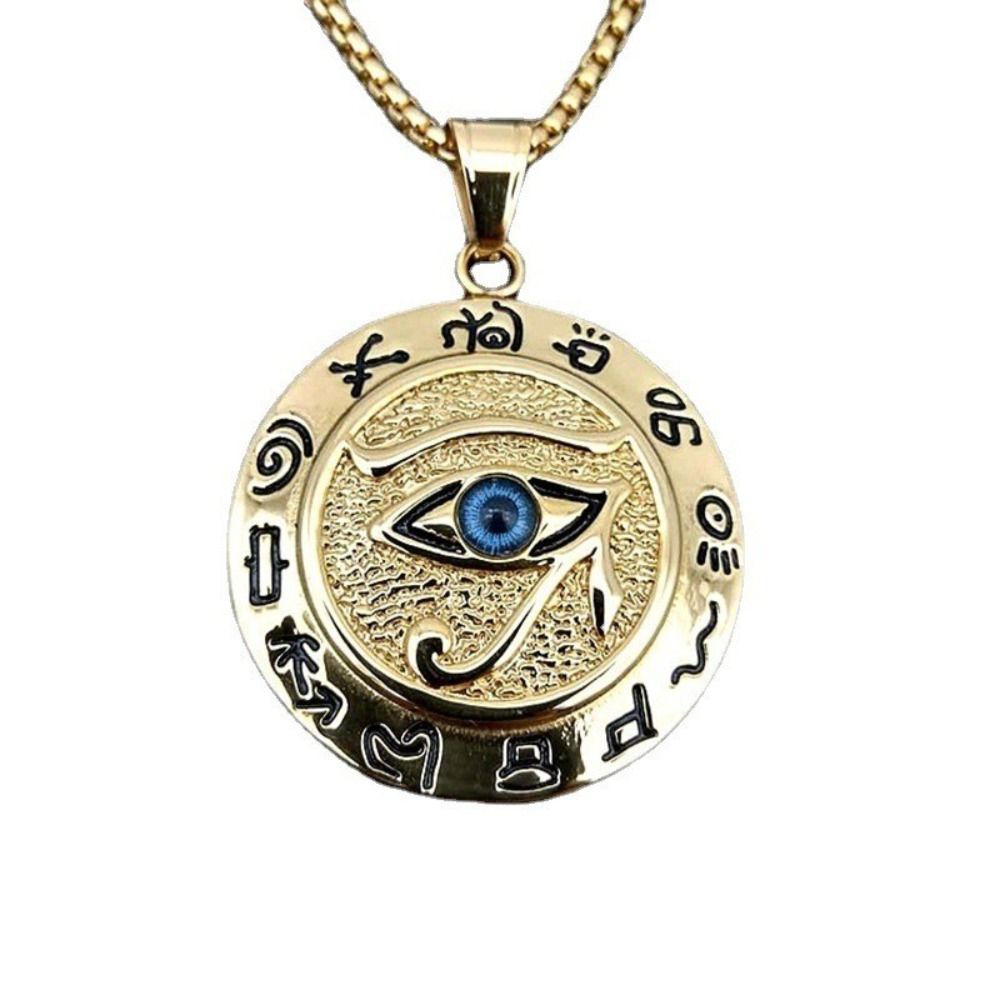 1 pcs Stylish Horus Eye Alloy Pendant Necklace Zinc Alloy Eagle Head Amulet Necklace God's Eye Necklace Man's