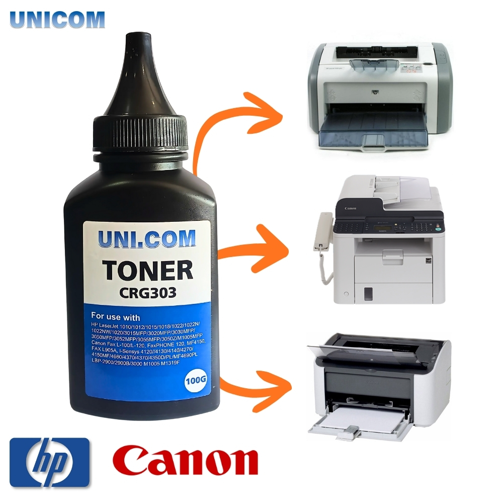 UNICOM CRG303 Black Toner Powder Refill 100g for HP LaserJet 1020 1018 1010 1012 Canon LBP-2900 3000 MF3010 | High Yield 1000+ Pages | Premium Compatible Laser Toner Ink Nepal