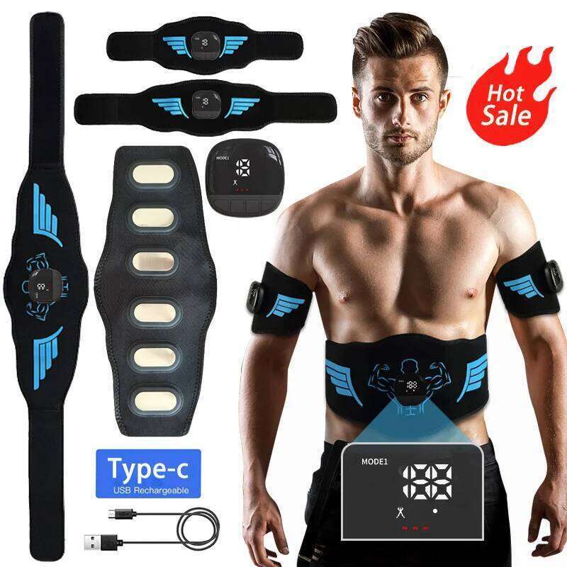 EMS Stimulator Abs Trainer Abdominal Massage Belt Muscle Toner Calorie Consumption Display Lose Weight Fat Burn Massager