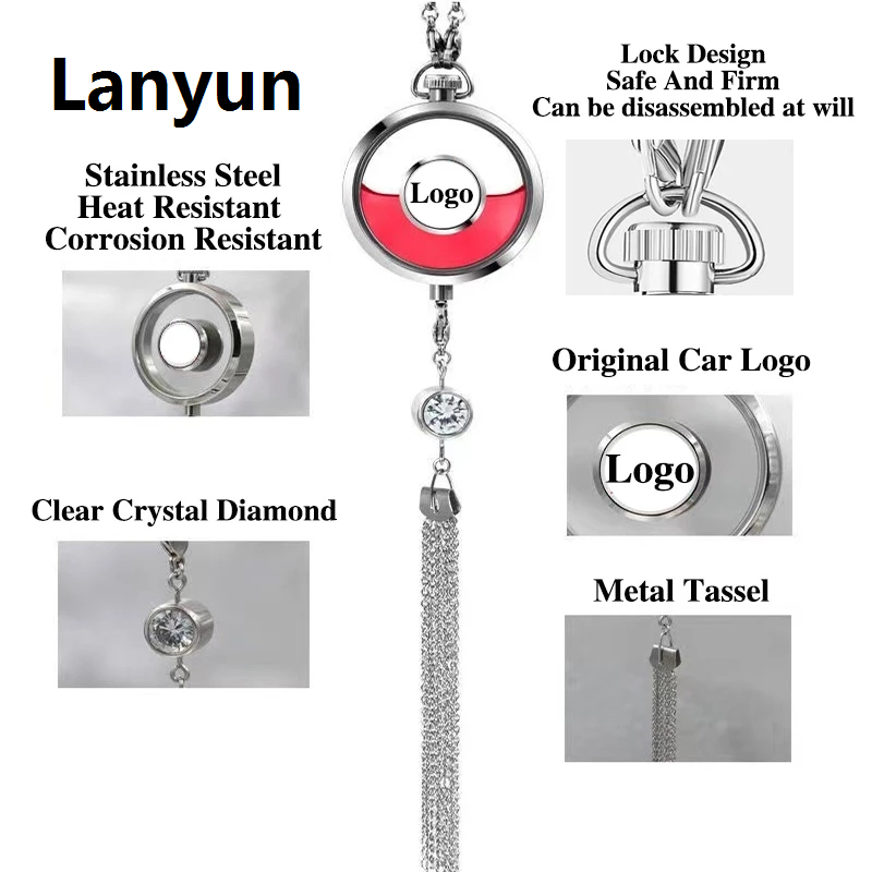 Lanyun Car Perfume Pendant Air Freshener Hanging Perfume Empty Bottle Auto Interior Rearview Mirror Metal Lace Pendant Car Decoration