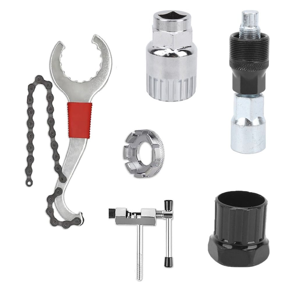 6PCS Durable Steel Bicycle Cassette Removal Kit 3-in-1 Multi-Function Chain Wheel Tool Kit Professional Bike Repair Tools Kit Mountain Bike Repair