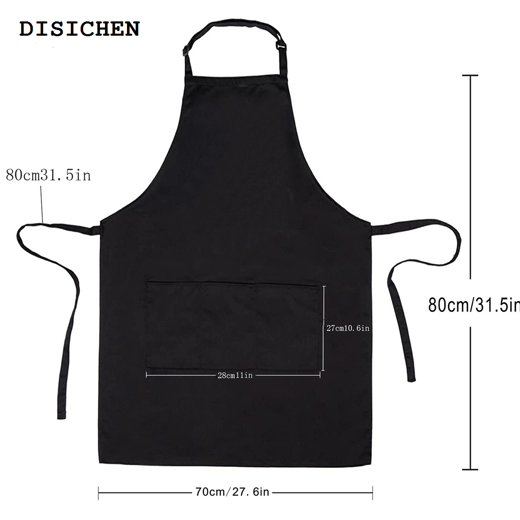 DISICHEN Sales promotion Unisex Polyester Cotton Anti-oil Pockets Cooking Bib Reusable Washable Kitchen Supplies Adults Apron Home Baking Oil Proof Apron