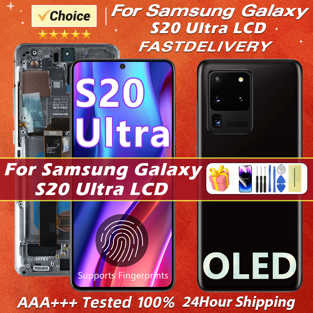 HOT New AMOLED For Samsung Galaxy S20 Ultra LCD Display Touch Screen Digitizer Assembly Parts For Samsung S20Ultra SM-G988B/DS LCD