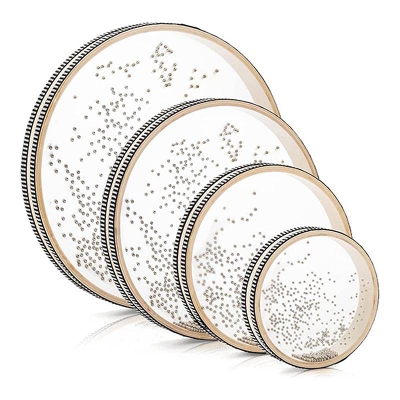 6/8/10/12 Inch Wave Bead Ocean Drum, Sea Sound Drum with Wood Shell Ocean Sound Drum Musical Instrument Percussion