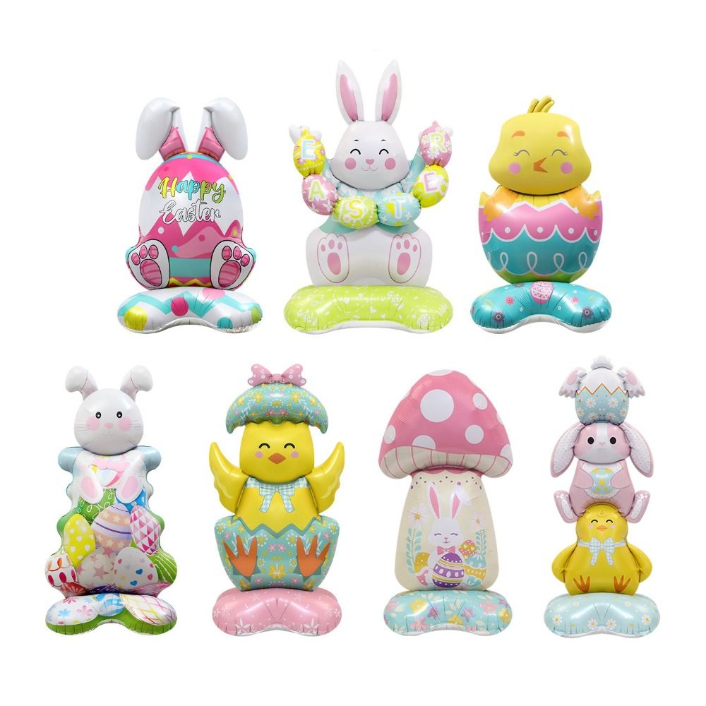 Cute Design Aluminum Film Easter Rabbit Balloon Colorful Design Standing Design Standing Bunny Balloon Large Size Easter Balloon Outdoor Decoration