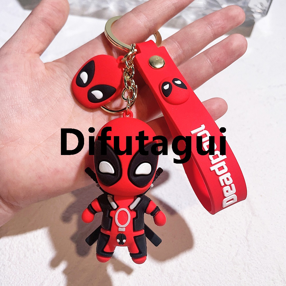 Difutagui Decorative Car Key Action Model Pendant 2024 New Anime Movie Deadpool 2025 Key Chain Handsome and Stylish Cartoon Deadpool Chain