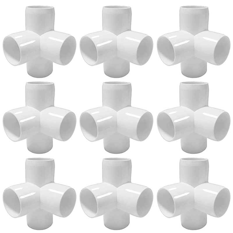 NAMUNY 4Way 1/2 in Tee PVC Fitting Elbow - Build Heavy Duty PVC Furniture - PVC Half Inch Elbow Fittings [Pack of 12]