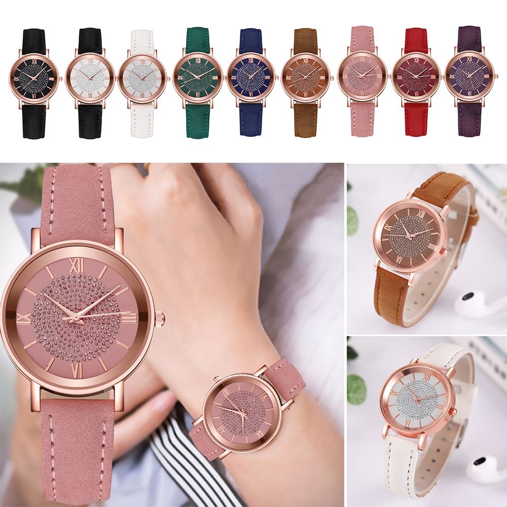 Gift Round Dial Thin Leather Belt Ladies Watch Casual Exquisite Wristwatch Quartz Watch
