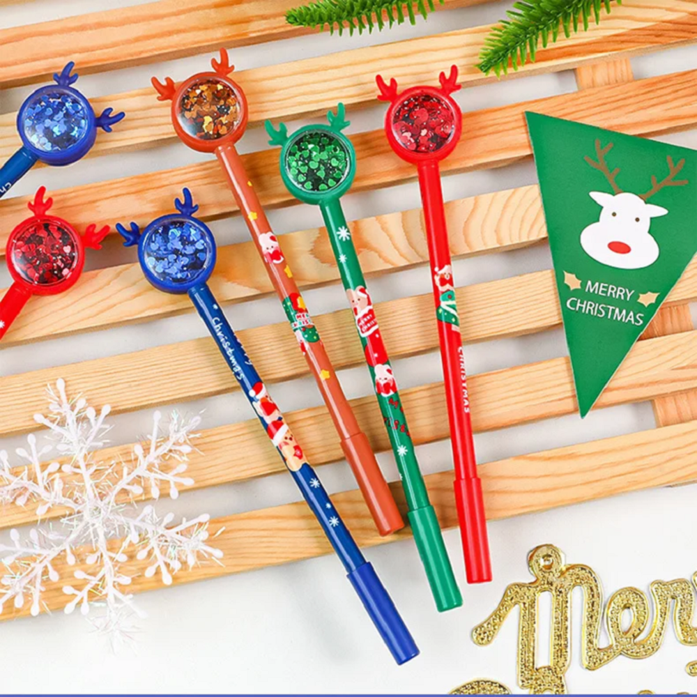 cartoon cute christmas pens 10Pcs water-based girl heart christmas pens bulk creative pens for Christmas stationery Christmas signature pen Christmas