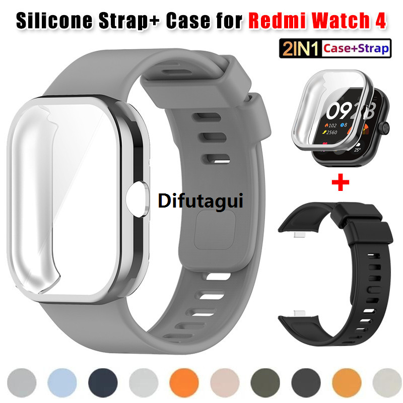 Difutagui Bargain price Watchband + Case For Xiaomi Redmi Watch 4 Strap Replacement New style Silicone Strap For Xiaomi Redmi Watch4 Correa Bracelet Cases Cover