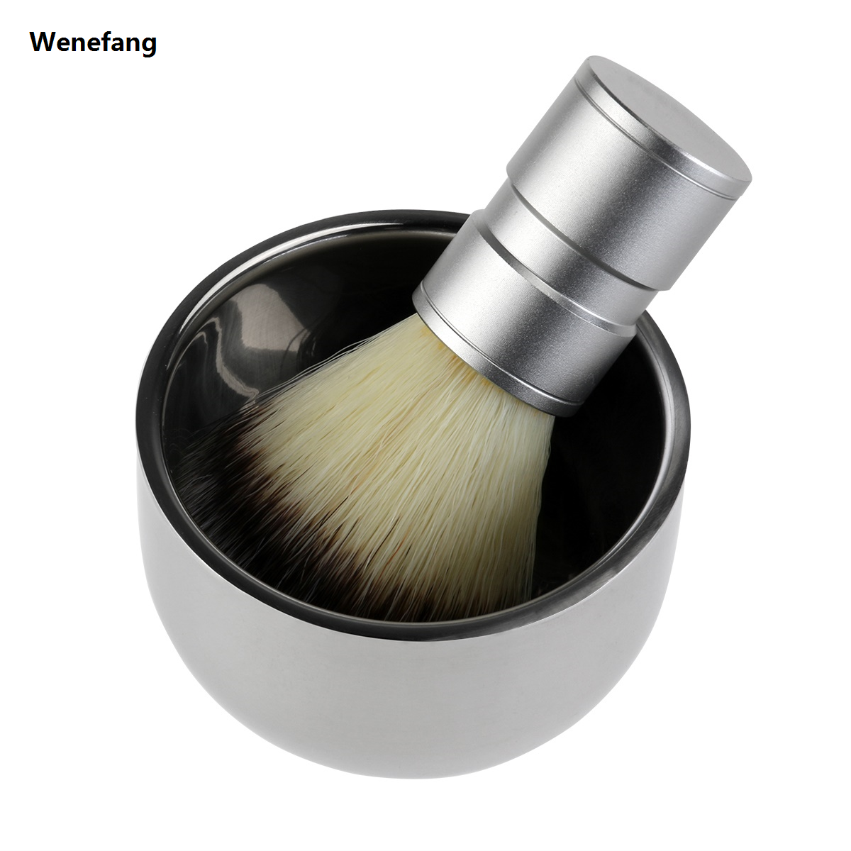 Wenefang Badger Hair Shaving Brush with Double Layer Stainless Steel Shave Bowl Mug Brush Soap Dish