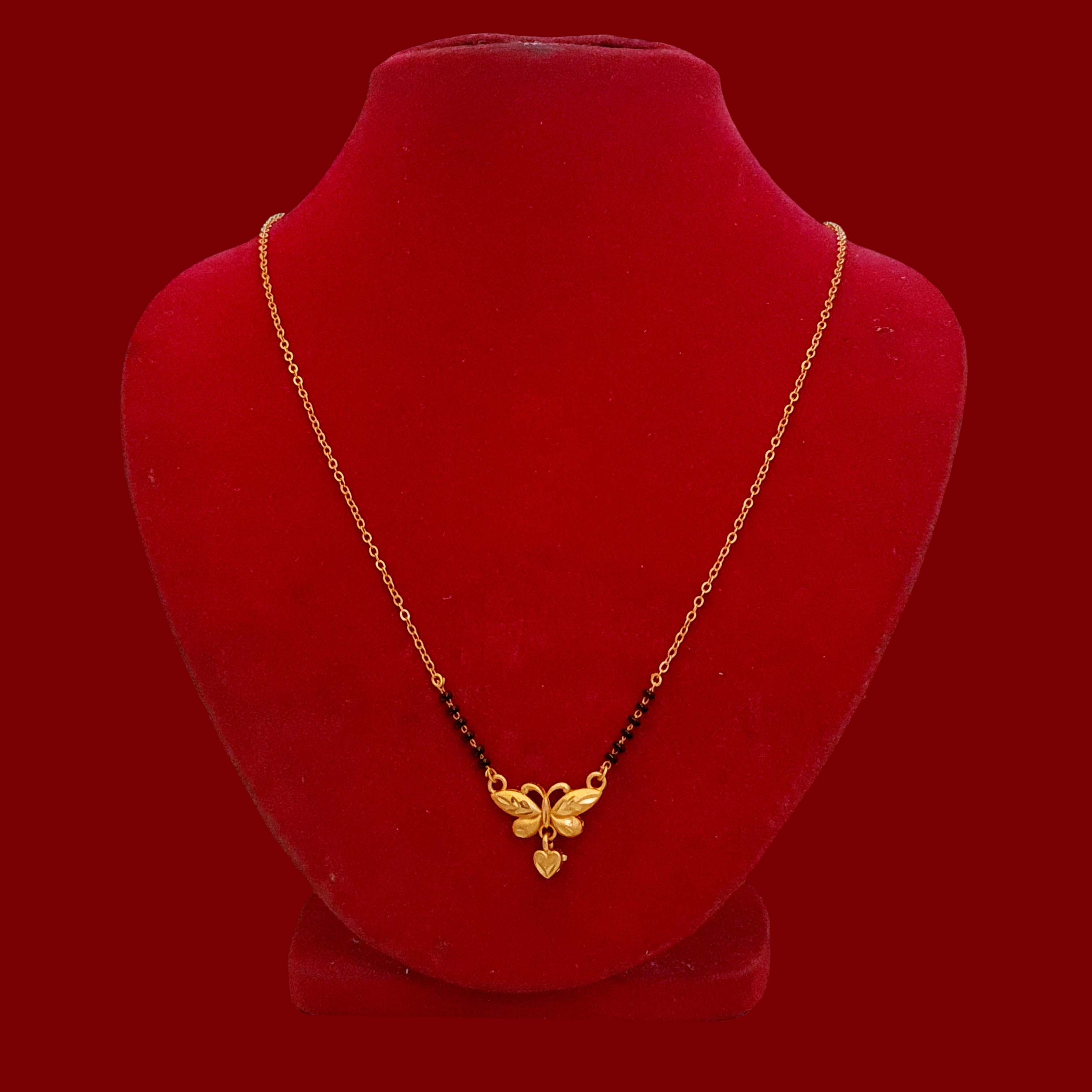 Gold Polished With Panchadhatu Mangalsutra | Indian Mangalsutra For Married Women Butterfly Pendant Attractive Mangalsutra For Daily Use Engagement Mangalsutra Deisgn Dhatumix Mangalsutra Gold Plated Mangalsutra Putali Design Mangalsutra For Married