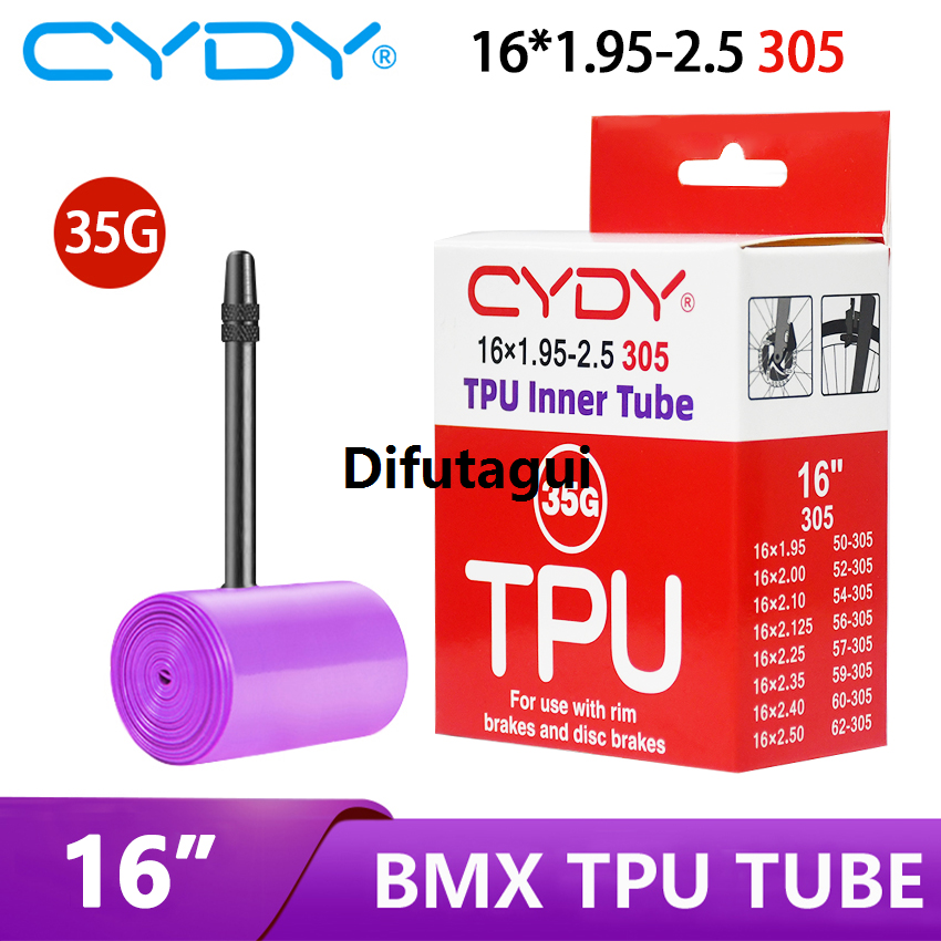 Difutagui New specials CYDY Bicycle TPU Inner Tube 16x1.95 2.0 2.1 2.125 2.25 2.35 Luxury 2.4 2.5FV length 45mmTyre Camera BMX Bike Tire Cycling penu parts305