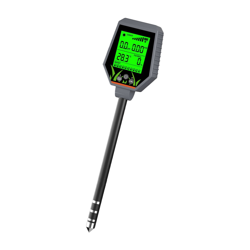 (GGBR)-6-In-1 Soil Tester PH Meter/EC/Light Intensity/Fertility Temperature and Humidity Soil Orchard Compost Tester