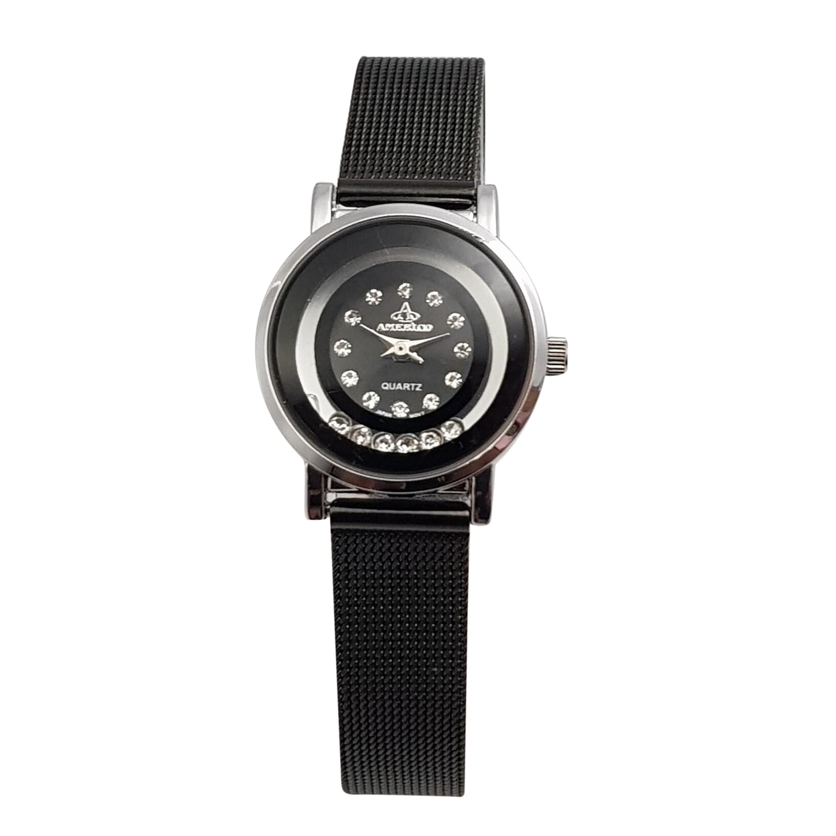 Americo Black Chain Analog Watch With Black Dial For Women