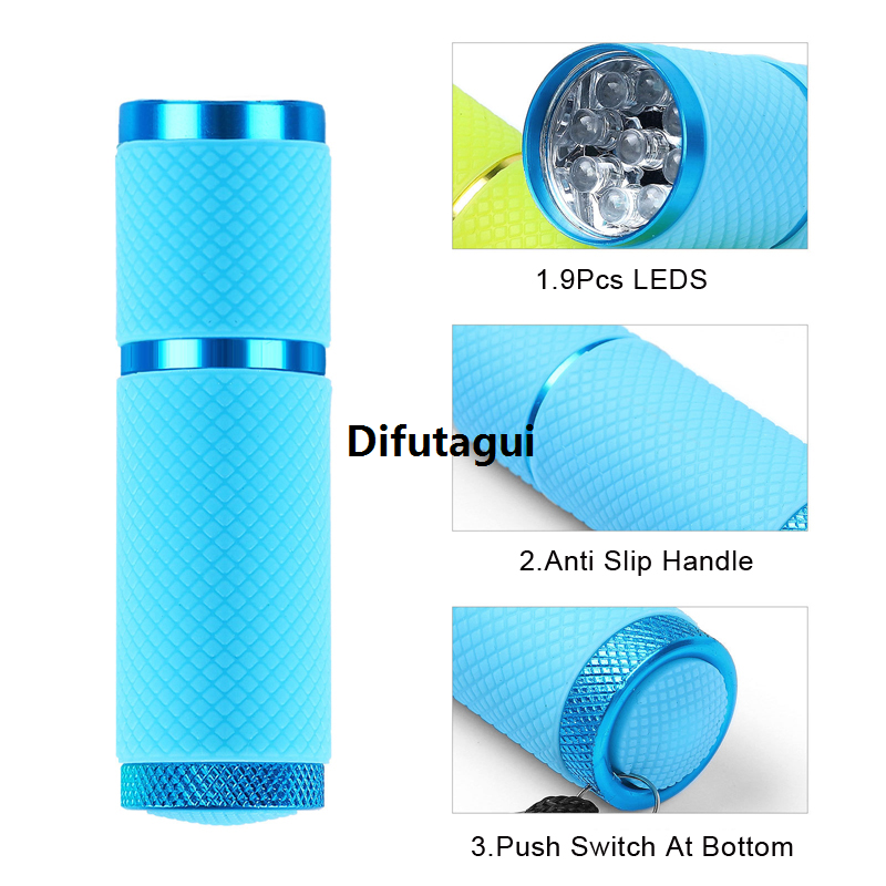 Difutagui SSD Portable Hand Tool Nail Art UV LED Special Price Mini 9 Flashlight Sales promotion Nail Dryer Light Gel Polishing Nail Art Quick Dryer