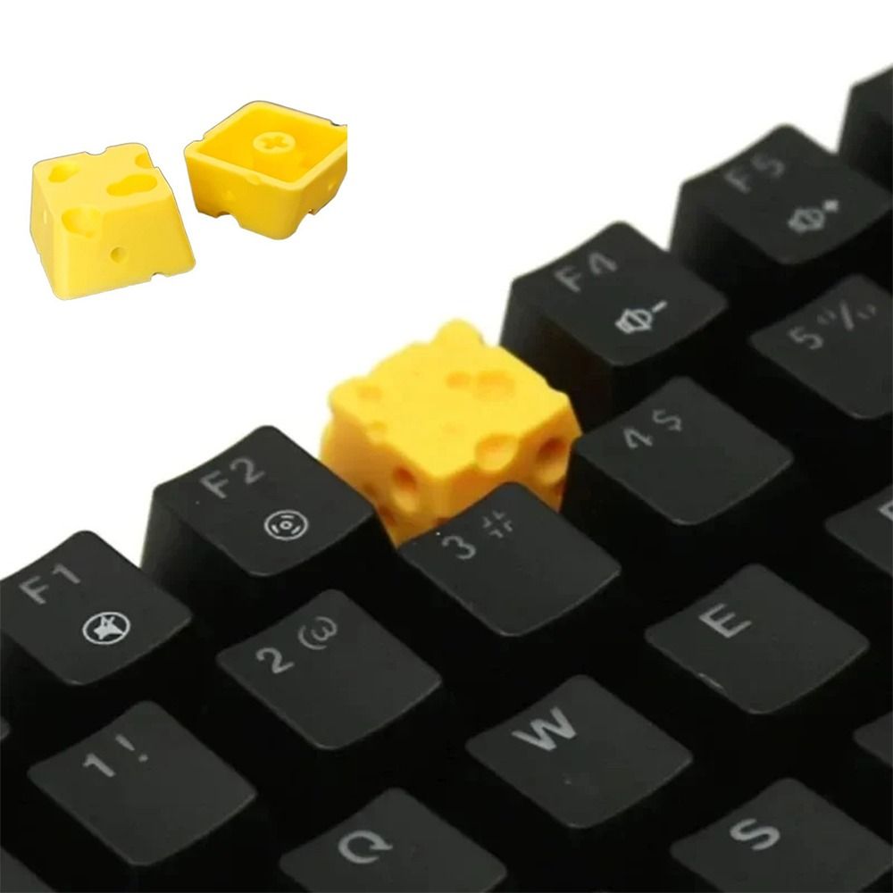 4pcs Cute 3D Printing Chesse Cake Keycap Universal Food Shaped Cheese Artisan Keycap Funny Creative Design Mechanical Keyboard Keycaps For Keyboard