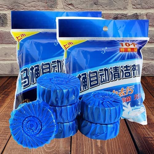 Automatic Toilet Bowl Cleaner Tablets Stain Remover Bathroom Flush Tank Blue Tab Tablet(Pack of 10 Pcs, Color: Blue)