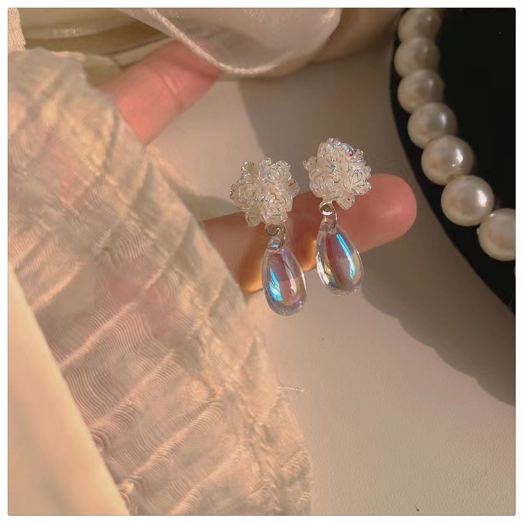 【Mega Sale】2022 New Trendy Early Super Fairy Gentle Silver Pin Earrings Women's Fresh Water Flower Studs Ear Accessories