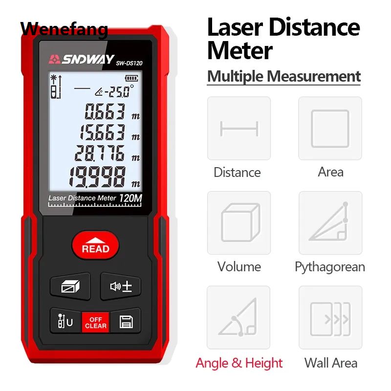 Wenefang Pofessional Laser Distance Meter 50m 70m 100m 120m Rangefinder Sales promotion High Accuracy Digital Range Finder Build Measure Device