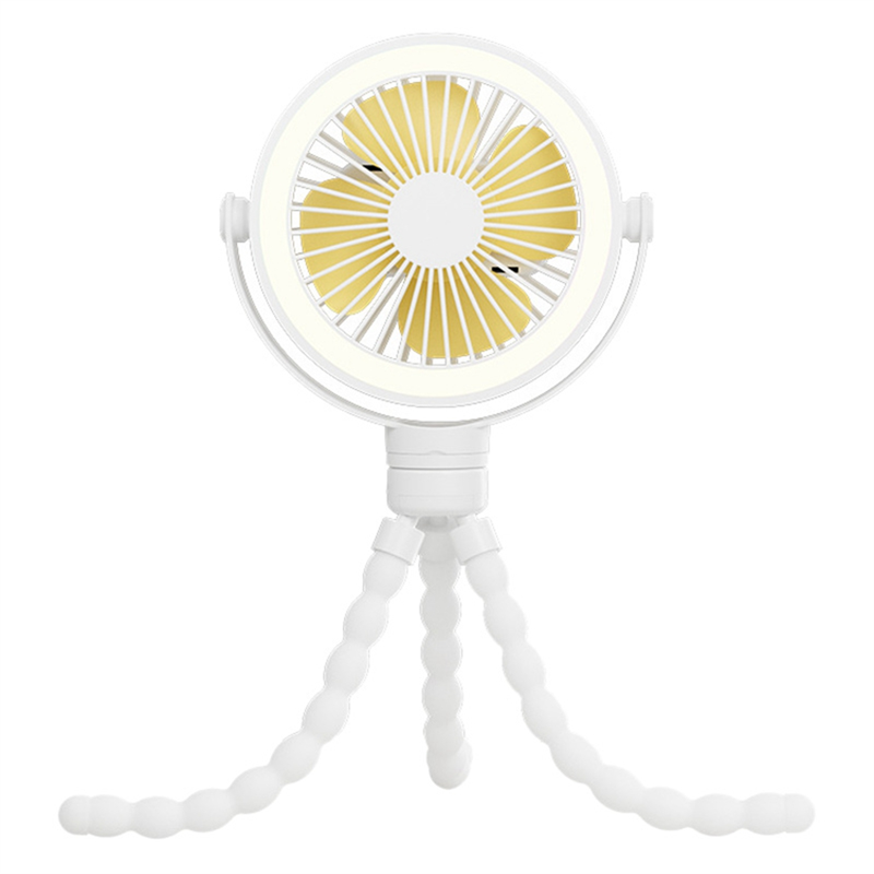 White Portable Rechargeable Baby Stroller Fan Clip-on Octopus Night Light Mini Personal Handheld Portable Fan