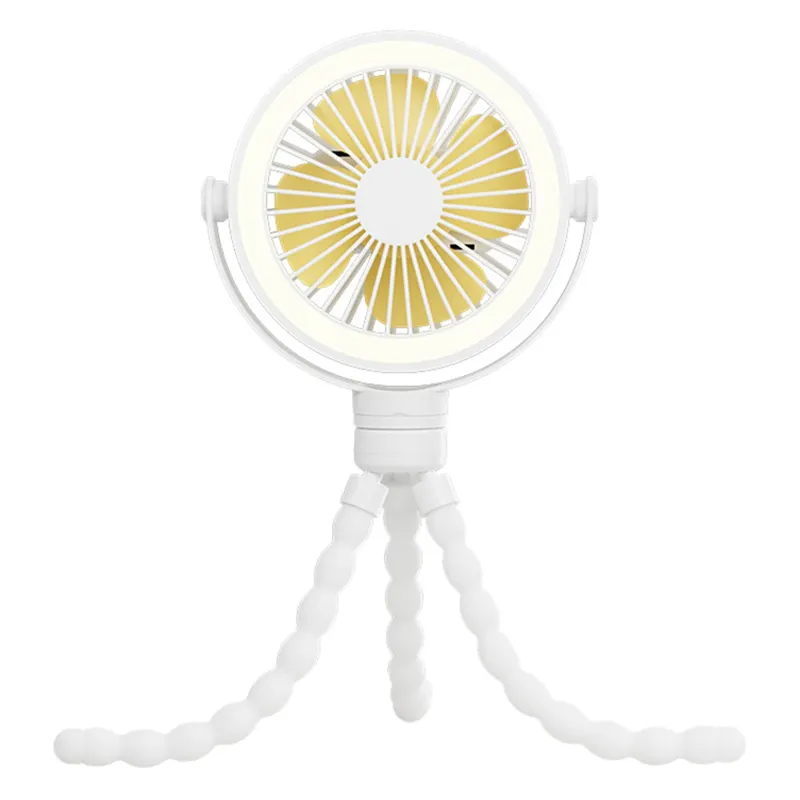OYPFXMI White Portable Rechargeable Baby Stroller Fan Clip-on Octopus Night Light Mini Personal Handheld Portable Fan