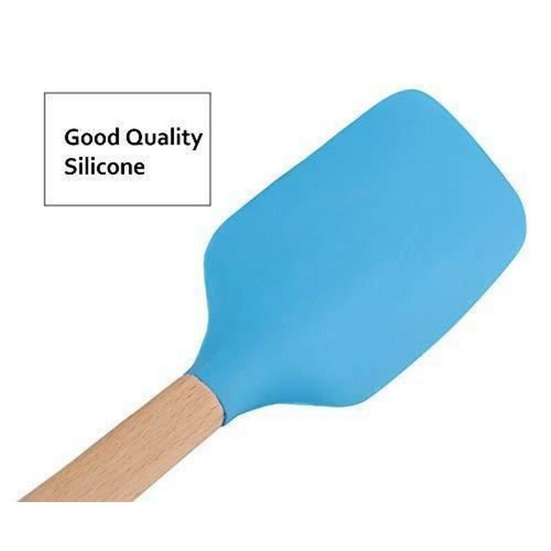 Silicone Spatula With Wooden Stick (Hard Silicon) - Assorted Colour