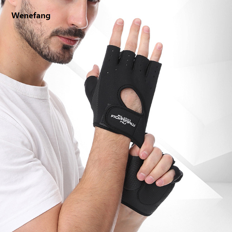Wenefang 1Pair Workout Gloves Men Women Gym Lifting Fitness Climbing Exercises Work Out Wrist Belt Shock Absorb