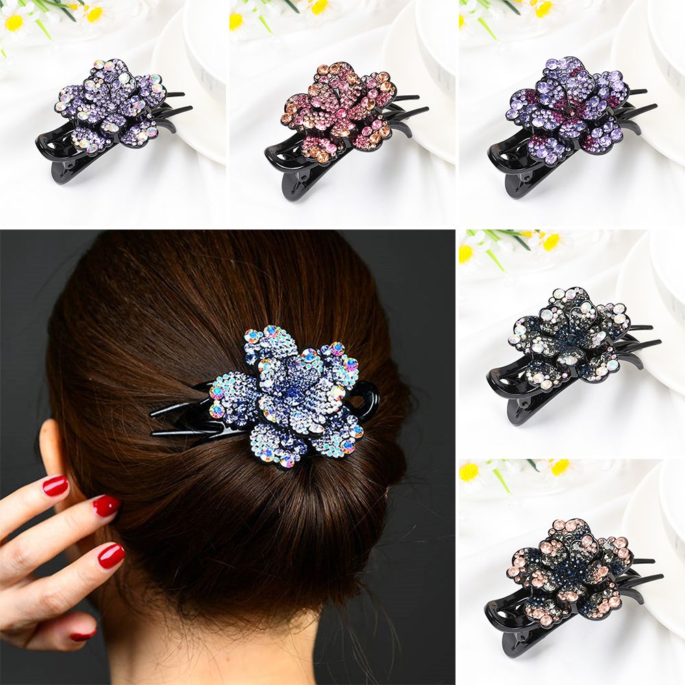 Flexible Butterfly&Flower shape Dovetail Styling Tools Hair Clips Rhinestone Hairpin Barrette