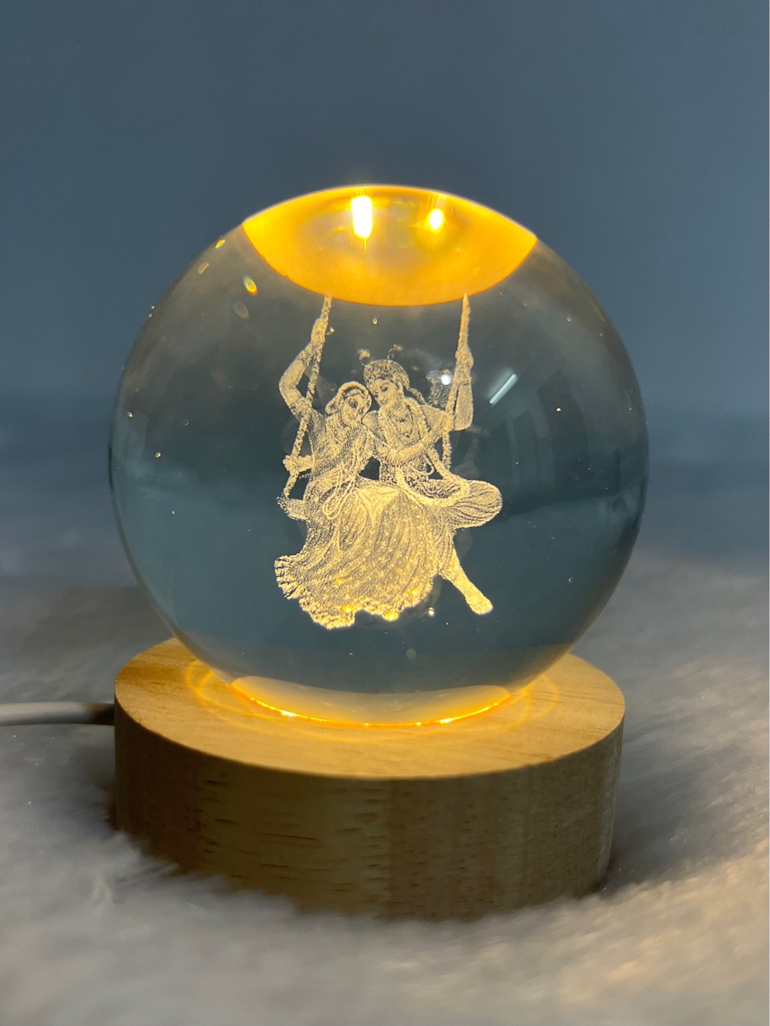 Big Size 8cm 3D Decor Crystal Ball LED Night Light - Elegant Decorative Lamp for Home & Gift