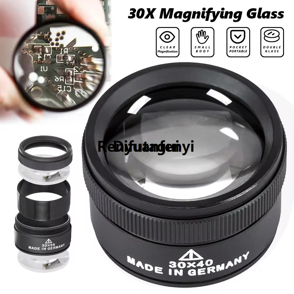 Difutagui 30X 36mm Magnifying Glass for Precision Work K9 Optical Len Monocle Portable Portable Magnifier Eye Loupe Magnifiers For Jeweler Watch Repair Tool