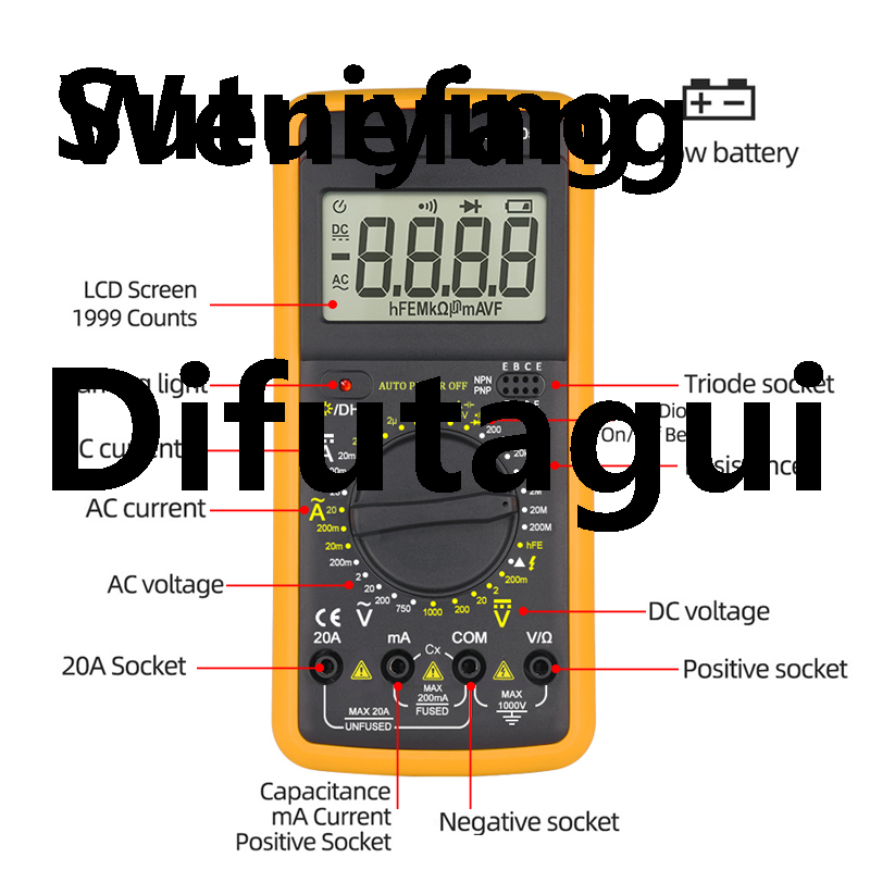 Difutagui Wenefang Sutuiying DT-9205A Digital Multimeter Ammeter Voltmeter Digital Voltage New Profesional 2025 Tester Resistance Auto Range Multimetro Meter Test Probes